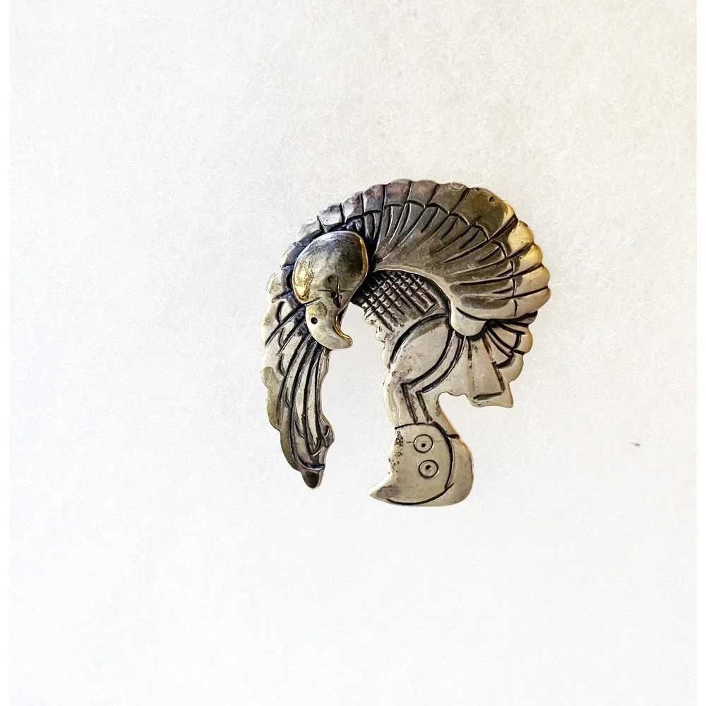 Vintage Southwest Rainbow Kachina Dancer Brooch Sterling Silver Native American
